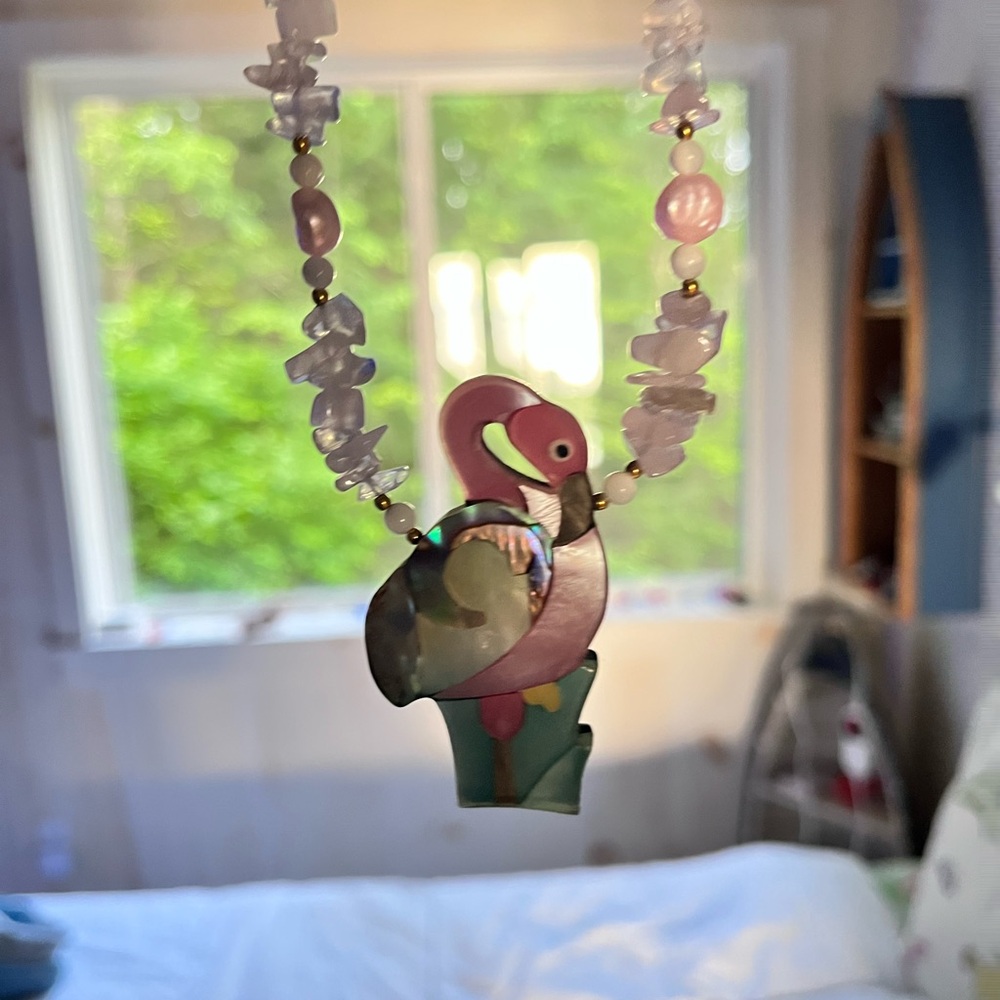 Source Unknown Pink Flamingo Necklace